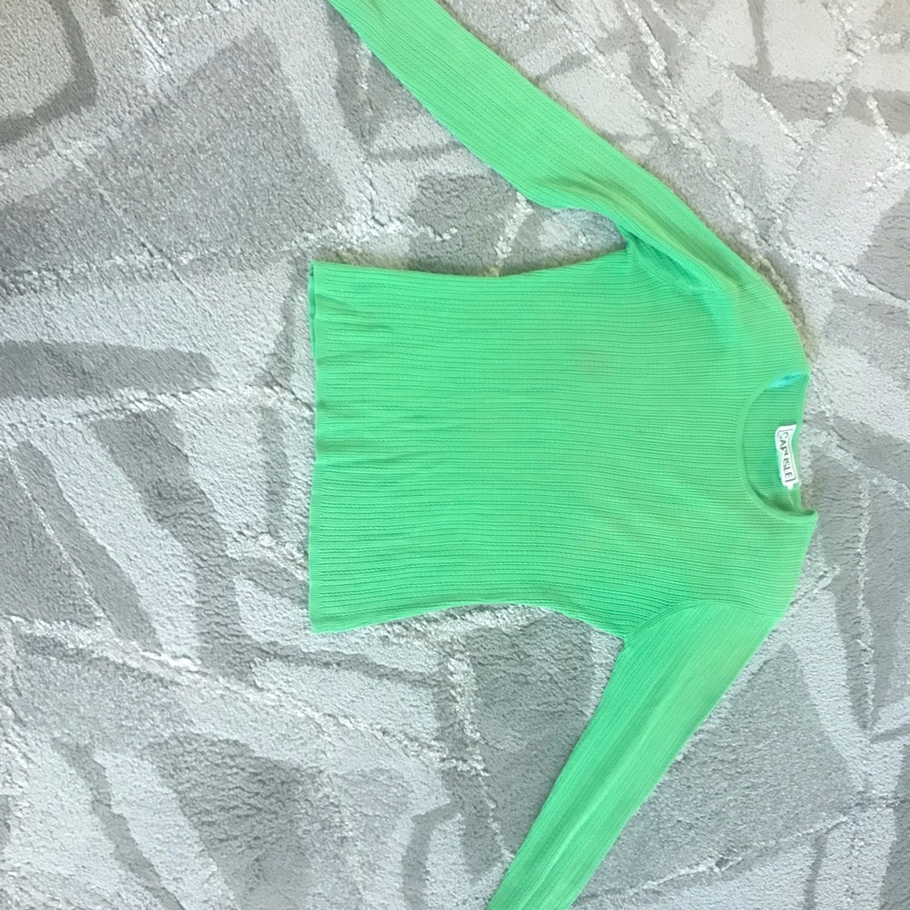 Green silk cable knit sweater